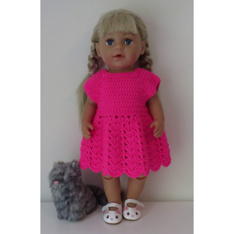 gehaakte jurk hard roze baby born 43cm