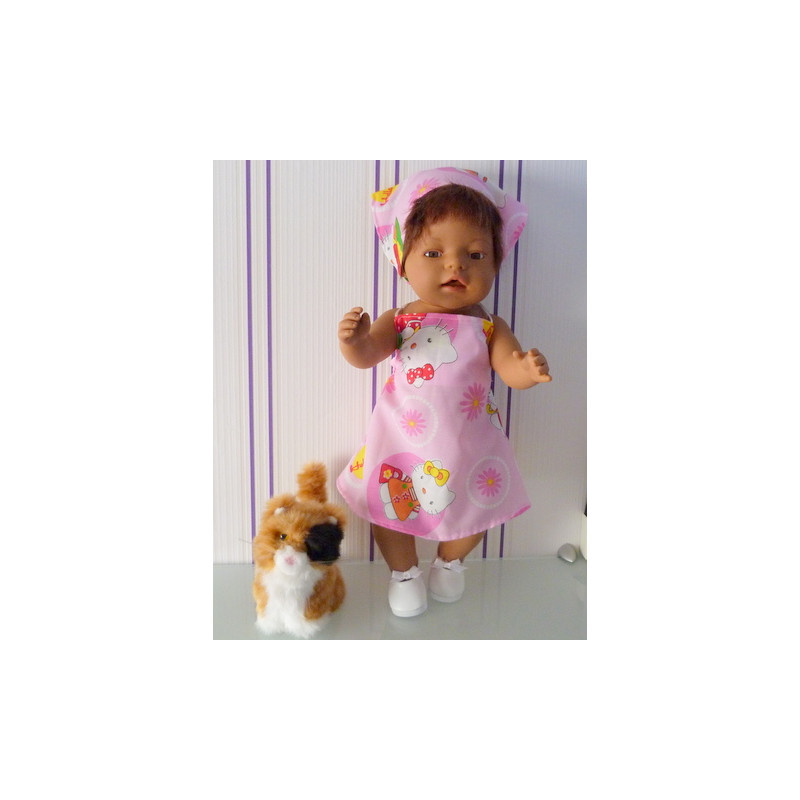 halterjurk roze hello kitty met bloemen baby born 43cm