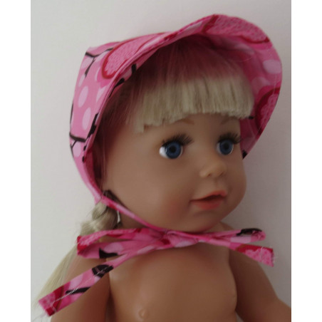 hoedje roze met bloemen groot baby born 43cm